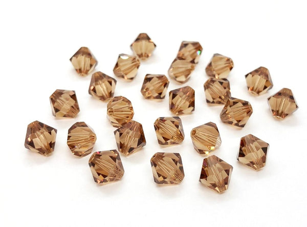 100pcs Preciosa Small Faceted Bicone Crystal Beads, Light Colorado Topaz, 4mm, Hole ID 0.9mm, Pre-B435