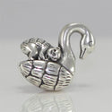 1pc Real Solid Sterling Silver Charm Swan & Monkey Bead, Compatible with Pandora All Other Charm Bracelets, EC357