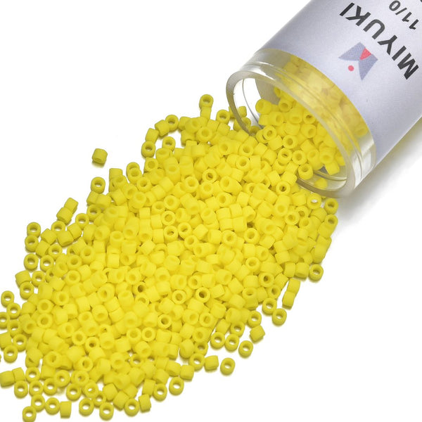 7.5g Miyuki Delica 11/0 Seed Beads, Opaque Matte Yellow DB751