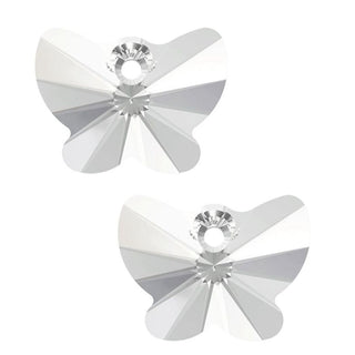 20pcs Creative Club Butterfly Crystal Glass Pendant Drop Beads, April Clear Birthstone, 10mm, Hole ID 1mm, CCM-1