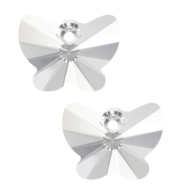 20pcs Creative Club Butterfly Crystal Glass Pendant Drop Beads, April Clear Birthstone, 10mm, Hole ID 1mm, CCM-1