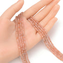 Natural Pink Moonstone Gemstone Tiny Small Faceted Rondelle Beads, 3x2mm, Hole ID 0.65mm, 15 Inch/1 Strand, GK-A6