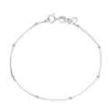 1pc 925 Sterling Silver 1.85mm Bead Station Curb Chain Bracelet, Length Selections: 6.5 inch/7 inch/7.5 inch/8 inch