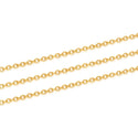 16.5 Feet Tarnish Resistant Oval Ring Rolo Cable Chain Link, 24K Yellow Gold Plated, Long Lasting, Size Selections: 3x2.5mm, 3.5x3mm, 4.3x3.3mm