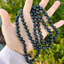 Adabele Premium 108 Mala Bead Black Tassel Necklace, 8mm Natural Black Obsidian Gemstone, Tibetan Buddhist Japa Prayer Beaded Jewelry RGN5