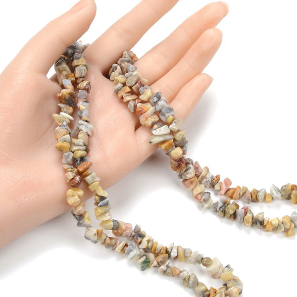 Natural Crazy Lace Agate Gemstones Chip Beads, Free Form, 5mm-8mm, Hole ID 1mm, 1 Strand/31 Inch, GZ1-21