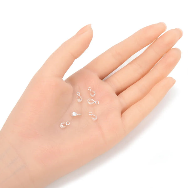 10pcs 925 Sterling Silver 9mm Folding Donut Bails, Small Pendant Connector, Closed Parallel Ring, SS355-1