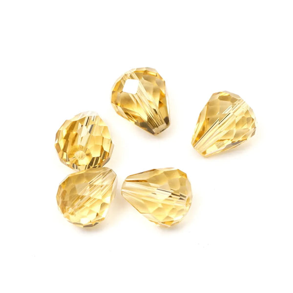 24pcs Adabele Austrian Faceted Teardrop Crystal Beads #5500, Golden Champagne, 12mm x 10mm, Hole ID 1.2mm, SST-1228