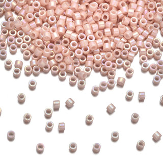 30g Miyuki Delica 11/0 Seed Beads Opaque Rainbow Gold Luster Salmon DB207-1