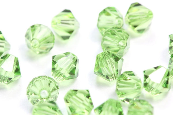 50pcs Preciosa Faceted Bicone Crystal Beads, Peridot Green, 6mm, Hole ID 1mm, Pre-B616