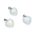 4pcs Synthetic Lab Created White Opal Gemstone Pendants, 20mm Heart Shaped Stone Drops, G2P-H6