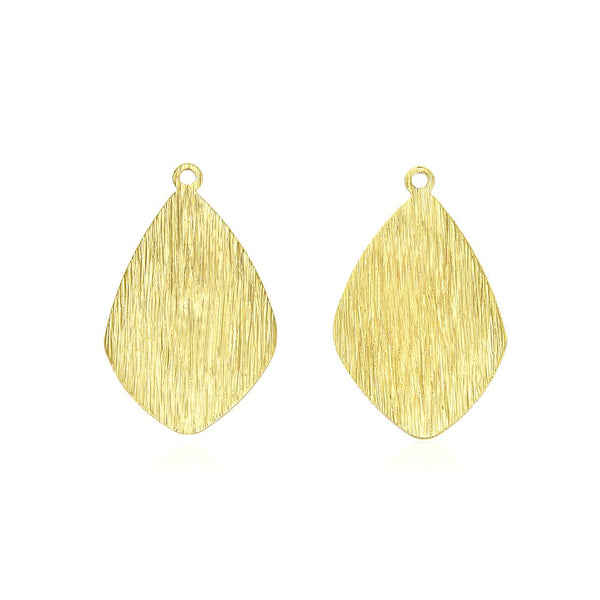 10pcs 26mm Leaf Drop Pendants, Tarnish Resistant, 18K Yellow Gold Plated Brushed Brass, BF-B4