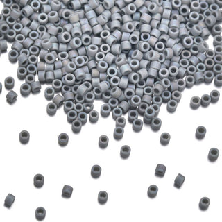 30g Miyuki Delica 11/0 Seed Beads, Opaque Matte Rainbow Gray DB882