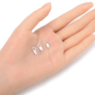 2pcs 925 Sterling Silver Rectangle Lobster Claw Clasps, Size Selections: 8mm/10mm/12mm/14mm
