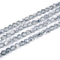 200pcs Creative Club Faceted Round Crystal Glass Beads, Silver Shade, 6mm (0.24 inch), Hole ID 1mm, CC2R632