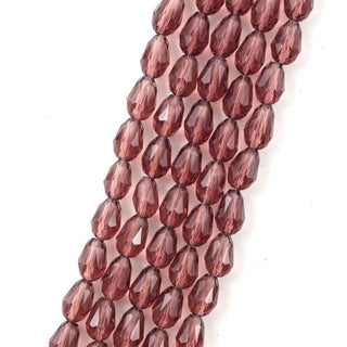 120pcs Creative Club Faceted Teardrop Crystal Glass Beads, Center Drilled, Burgundy Red, 12x8mm, Hole ID 1mm, CCT-1211
