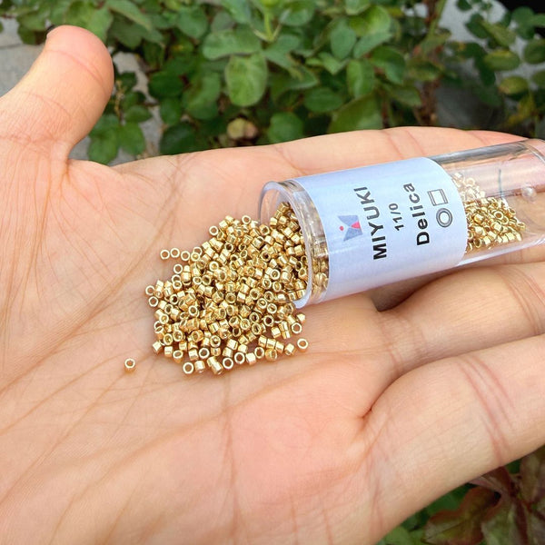 7.5g Miyuki Delica 11/0 Seed Beads, Duracoat Opaque Galvanized Gold DB1832