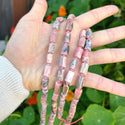 Natural Pink Argentina Rhodonite Gemstone Faceted Tube Beads, 12x7mm, Hole ID 1mm, 15 Inch/1 Strand, GZ8-16
