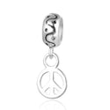 925 925 Sterling Silver Dangle Peace Sign Bead Charm Pendant