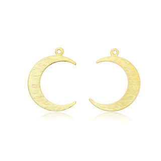 10pcs 22mm Moon Drop Pendants, Tarnish Resistant, 18K Yellow Gold Plated Brushed Brass, BF-C1