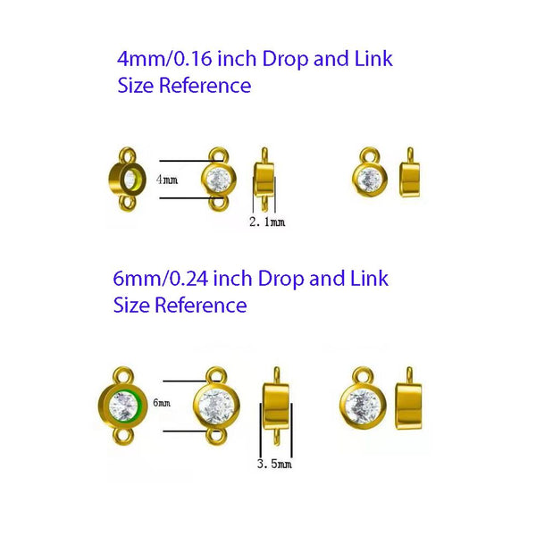 2pcs 925 Sterling Silver 4mm Tiny June Birthstone Charm Drop Pendants, Real 18K Yellow Gold Plated, Alexandrite Cubic Zirconia Gemstone, SXP3-6