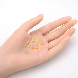 20pcs Tarnish Resistant Triangle Beading Hoops, Open Back Bezel Frame, 18K Yellow Gold Plated Brass, Size Selections: 12mm/17mm/20mm