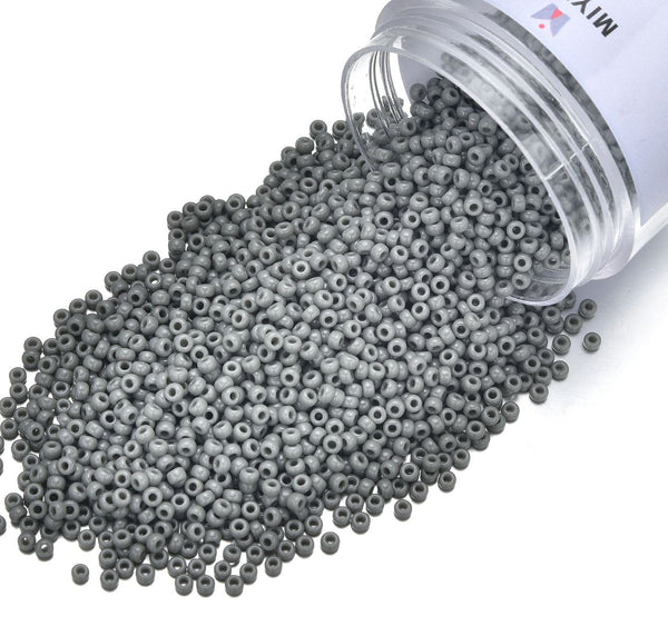 25g Miyuki Rocaille 11/0 Round Seed Beads Opaque Grey RR-499