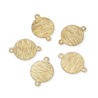 20pcs Brushed Raw Brass Small Round Dis Circle Connector Link, 2-Hole, 12mm, Unplated/Uncoated, CF-A3