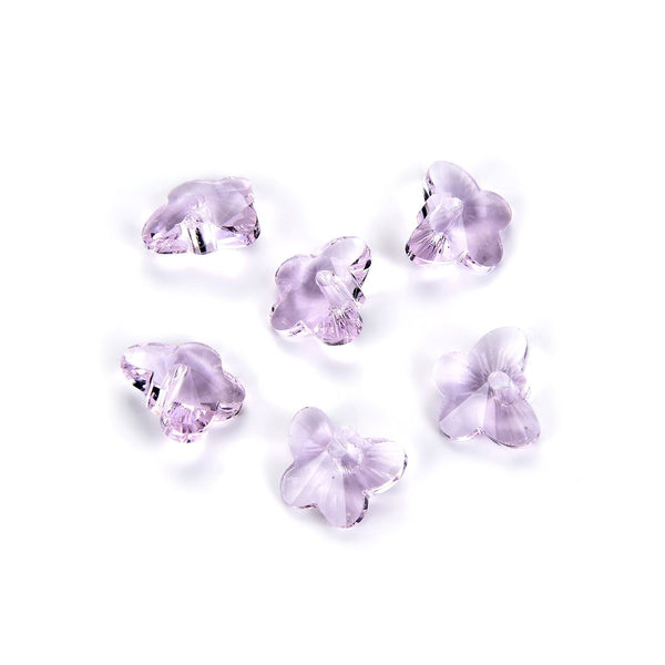 20pcs Creative Club Butterfly Crystal Glass Pendant Drop Beads, October Pink Birthstone, 10mm, Hole ID 1mm, CCM-3