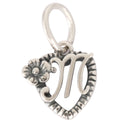 Solid Sterling Silver Letter M Initial Flower Heart Alphabet Name Charm, Compatible with Pandora...