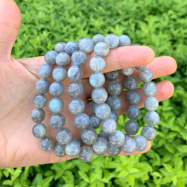 1 Strand Stretch Natural Grade A Labradorite Beaded Gemstone Bracelet, 10mm Bead, Length Selections: 7 inch/7.5 inch/8 inch/8.5 inch