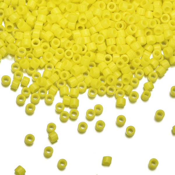 30g Miyuki Delica 11/0 Seed Beads, Opaque Yellow DB721