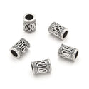 50pcs Large Hole Tube Beads, Antique Silver, 11.3mm, Hole ID 5.2mm, MC-T1