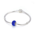1pc 925 Sterling Silver September Sapphire Blue Birthstone Bead Charm, 12.5x7.5mm, Hole ID 4.8mm, Fit Pandora All Other Bracelets, EC684-9