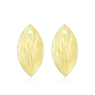 10pcs 13mm Navette Marquise Drop Pendants, Tarnish Resistant, 18K Yellow Gold Plated Brushed Brass, BF-A14