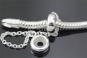 1pc 925 Sterling Silver Safety Chain Lock Clip Rubber Charm Holder Bead Stopper, Compatible with Pandora All Other 3mm Charm Bracelet, EC28-A1