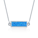 1pc Natural Druzy Crystal Pendant Necklace, Aquamarine Blue Bar Gemstone Pendant, 18 inch Stainless Steel Surgical Chain, GGP23-3
