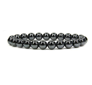 1 Strand Stretch Natural Black Hematite Beaded Gemstone Bracelet, 8mm Bead, Length Selections: 7 inch/7.5 inch/8 inch/8.5 inch
