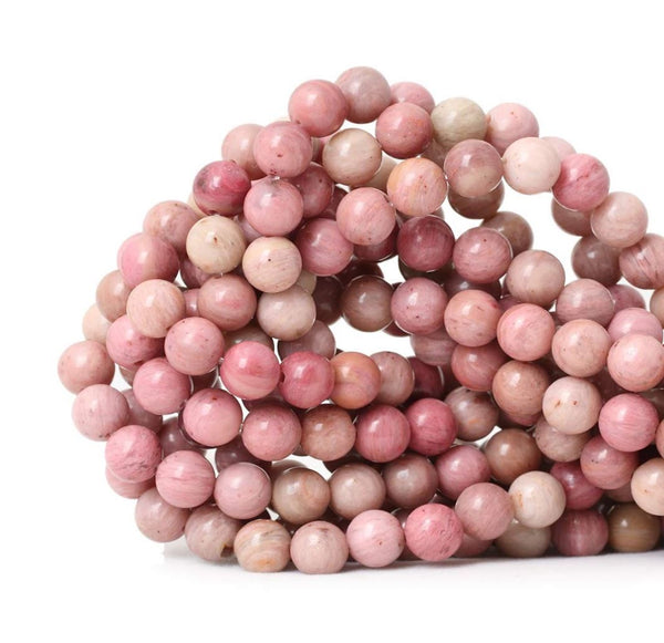 Natural Pink Rhodonite Gemstone Round Beads, 1 Strand/15 Inch, Size Selections: 4mm/6mm/8mm/10mm