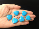 4pcs Natural Blue Howlite Imitation Turquoise Gemstone Pendants, 20mm Heart Shaped Stone Drops, G2P-H7