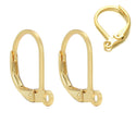 10pcs 925 Sterling Silver Leverback Earring Hooks, Real 18K Yellow Gold Plated, Open Ring, 17mm, SS8-2