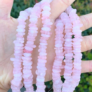 Natural Grade A Rose Quartz Pink Crystal Gemstone Smooth Tumbled Pebble Beads, Irregular, 8mm-10mm, Hole ID 1mm, 1 Strand/15 Inch, GZ3-9
