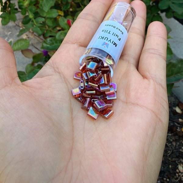 10g Miyuki Full Tila Square Seed Beads 5x5mm, Rainbow Root Beer (TL-257)