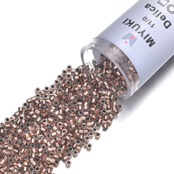 30g Miyuki Delica 11/0 Seed Beads, Copper-Lined Crystal Clear DB37