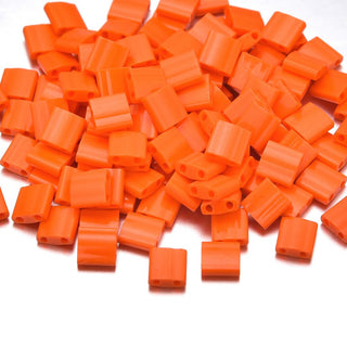 10g Miyuki Full Tila Square Seed Beads 5x5mm, Opaque Orange (TL-406)