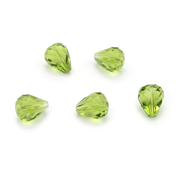 24pcs Adabele Austrian Faceted Teardrop Crystal Beads #5500, Light Olivine Green, 12mm x 10mm, Hole ID 1.2mm, SST-1217