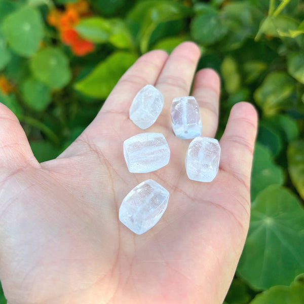 10pcs Natural White Quartz Clear Crystal Gemstone Faceted Cylinder Tube Beads, 12-18mm, Hole ID 1mm, GZ9-3