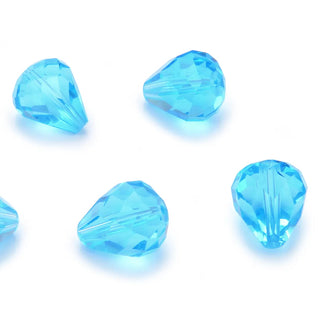 24pcs Adabele Austrian Faceted Teardrop Crystal Beads #5500, Aquamarine Blue, 12mm x 10mm, Hole ID 1.2mm, SST-1210