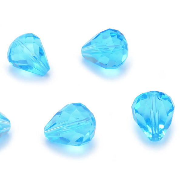 24pcs Adabele Austrian Faceted Teardrop Crystal Beads #5500, Aquamarine Blue, 12mm x 10mm, Hole ID 1.2mm, SST-1210