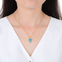 1pc Natural Druzy Crystal Pendant Necklace, Aquamarine Blue Cross Small Gemstone Pendant, 18 inch Gold Plated Stainless Steel Chain, GGP20-3